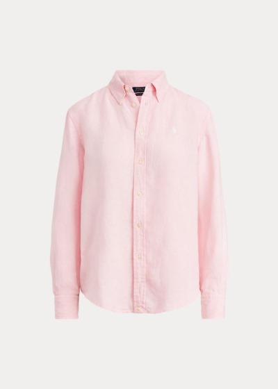 Camisa Polo Ralph Lauren Mujer Rosas - Linen - HZVJD8751